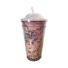 Vaso Plástico De Doble Pared Con Tapa Y Brillos 500 Ml 3