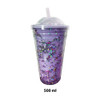 Vaso Plástico De Doble Pared Con Tapa Y Brillos 500 Ml 4