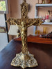 Antigo Crusifixo Sacro Em Bronze De Mesa 0