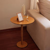 Mesa Auxiliar De Sofá Lateral Redonda De Madeira Mel 40 Cm 1