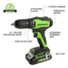 Taladro / Atornillador Sin Escobillas Greenworks 24v, Baterí 1
