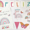 Kit Cumpleaños Decoración Cake Topper Banderín Arcoiris Boho 3