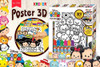Tsum Tsum Poster P/ Armar  3d Con Fibras P/pintar | Kreker 1
