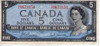 Canada Billete De 5 Dolares 1954 P77b Exc- 0