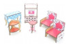 Kit 40 Mini Móveis Mdf Colorido Decorado Casinha Miniaturas 1