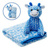 Manta Soft Pelúcia Girafa Cobertor Antialérgico Bebê Azul 0