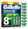 Gillette Mach3 Sensitive Razor Blades Refill – 8 Units, Clinically Tested for Sensitive Skin