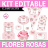 Kit Flores Rosas 15 Años Shabby Chic Rosa Editable 1