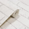Papel De Parede Tijolo Lavável Tijolinho Branco C/ Off White 1