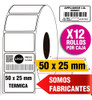 12 Rollos De Etiquetas Termicas Autoadhesivas 50 X 25 Mm 1