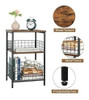 Mesa De Luz/auxiliar 3 Estantes/metal Madera/marron R Negro 1