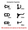 Kit 72 Ganchos Plástico Pino Suporte Porta Ferramentas Preto 2