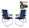 Kit 2 Cadeira Max Alumínio Praia Piscina Até 140 Kg Azul 0