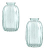 Kit 2 Vasinho Frasco De Vidro Transparente Canelado 12cm 0