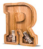Alcancia De Madera Y Acrilico 23cm Letra R 0