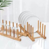 Escorredor Suporte Display Porta 6 Pratos Bambu 4