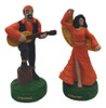Escultura Ciganos Casal Cor Laranja 10 Cm Resina 0