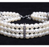Petfavoritos 3 Hileras De Perlas Blancas Diamantes Collar De 2