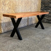 Banco Industrial, Madera Eucalipto Y Patas X - 122x33cm 3