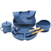 Kit Bebê 8 Peças Babador Prato Talher Silicone Flexível 0