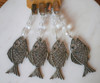 Set 4 Pesas Sujeta P/mantel Pez Metal Plata Envejecido 1