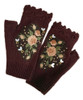 Luvas De Inverno Femininas, Tricotadas Com Meio Dedo, Bordad 0
