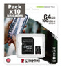 Pack X10 Tarjeta De Memoria Micro Sd64 Gb Kingston Clase 10 0