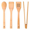 Set 4 Utensillos Cocina Bambu Madera Cuchara Pinza Espatula 0