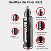 Máquina Tira Pelos Nariz Barba E Cabelo Kemei Profissional 3