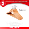Pack 30 Perchas Madera Lustrada Gancho Acero Giratorio 3