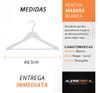Perchas De Madera Blancas Clasica X 10 3
