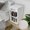 Mesa De Luz Moderna Blanca Con Cajon Y Estantes Para Vip 2