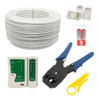 Kit 100 Mt Cabo Rede Testador Alicate 50 Plug Rj45 Branco+9v 0