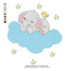 Matriz Para Bordados Maquina Elefante Durmiendo Nube 1299 3