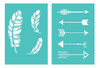 Stencil Laura Craft Set Plumas Y Flechas Boho 0