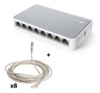 Switch Tp-link 8 Puertos De Red + 8 Cables Rj45 0