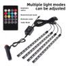 Luces Led Interior Auto 12v Control Remoto Multicolor 4pzas 2