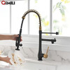 Grifo De Cocina Con Pulverizador Extraible Negro Y Dorado 2