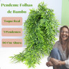 4 Pendentes Planta Artificial Decoração Folha De Bambu 1