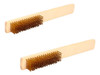 Set X2 Cepillo Mango Madera Cerdas Laton Resistente Duradero 0