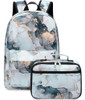 Kit Mochila Y Lanchera Jianya Diseno De Marmol Gris 0
