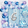 Combo Frozen Globos Copos De Nieve Cortina Numero Celeste 0
