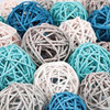 Esferas Decorativas De Ratan 36u. 4 Tamaños,4 Tonos Azul 2 Esferas Decorativas De Ratan 36u. 4 Tamaños,4 Tonos Azul 2