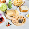 Kit 4 Facas De Queijo Com Suporte Tabua Madeira Premium 4