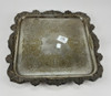 Bandeja Labrada Cuadrada De Metal Plateado 36 Cm De Diametro 0