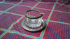 Cenicero De Cristal Facetado Con Base  Aro De Broce Plateado 0 Cenicero De Cristal Facetado Con Base  Aro De Broce Plateado 0