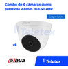 Combo X6 Cámaras Hdcvi Dahua Domo T1a21 Plástica 1080p 2.8mm 1