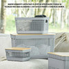 6x Cestos 20l Organizador Ou Grid Cinza Com Tampa De Bambu 2