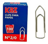 Clips Galvanizados Para Papéis N° 2/0 Com 100 Unidades - Kaz 0