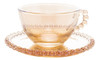 Conjunto 4 Xícaras Chá Cristal Com Pires Âmbar 180ml - Wolff 1